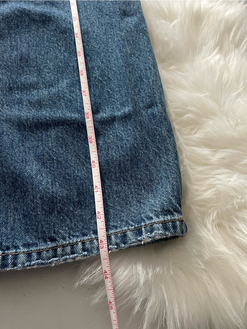 Re/done High-Waist Distressed Button-Fly Jeans - Medium Blue size 28 - Picture 10 of 10